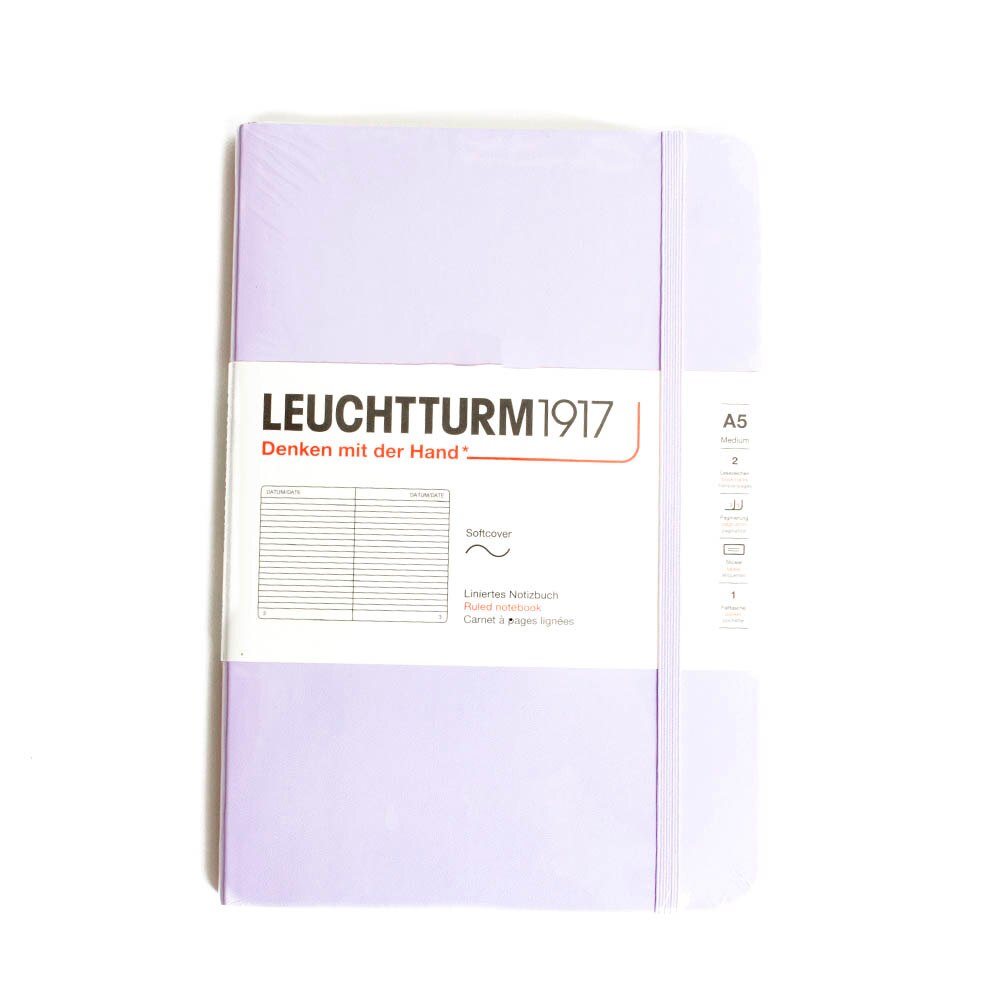 Leuchtturm, Journal, Art & School, Medium, A5, Softcover, Ruled, 443491, Lilac